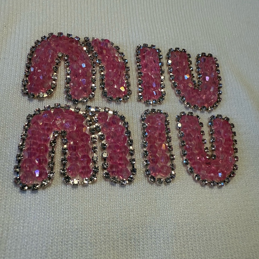 Miu Miu Silver Pink Embellished Tank Top